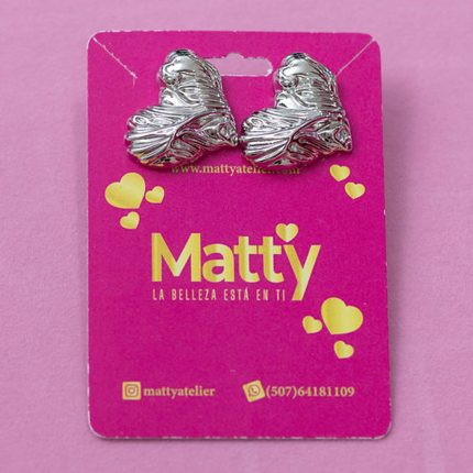 Aretes de Corazón Plateado