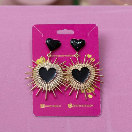 Aretes Colgantes Corazón Negro