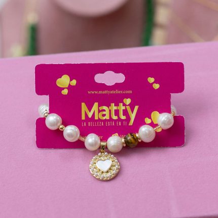 Pulsera de Perlas Corazón nacar